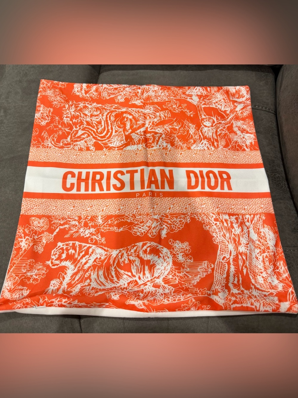 New designer inspired Orange & White Logo pillow case 18 inch